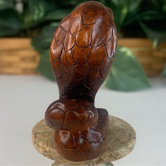 Vintage Boxwood Netsuke Snake Figurine Wooden Animal Carving Wood Carved Figure - Picture 6 of 15